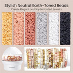 Beadact Clay Beads Spinner for Bracelet Making Kit, 3 Boxes Earth-Toned Colors Beads with Bead Spinner, Friendship Bracelet Making Kit for DIY Crafts with Spacer Bead and Charm, Gift for Craft Lovers