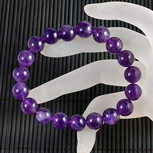AD Beads Natural Gemstone Round Beads Stretch Bracelet Healing Reiki 10mm (Amethyst) - color: Amethyst