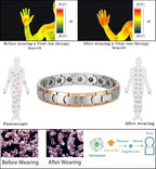 Magnetic Hematite Bracelets for Men Women 316L Stainless Steel Power Balance Energy Magnets Stones Bracelet Jewelry Gift with Adjustment Tool - color: Silver & Rose Gold