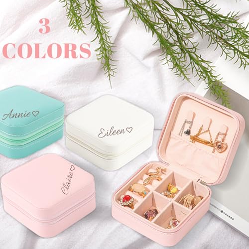 Personalized Travel Jewelry Box,Custom Leather Jewelry Case with Name,Customized Birthday Christmas Valentines Day Gifts for Women Bridesmaid Girls - color: Style 03