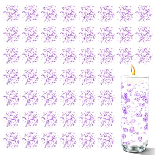 50 PCS Artificial Floating Beads for Centerpieces Vases, Light Purple 8+3mm String Beads for Wedding Party Faux Pearl String for Decorating, String Pearls for Crafts Vase Filler - color: Lightpurple, size: 8+3mm(50pcs)