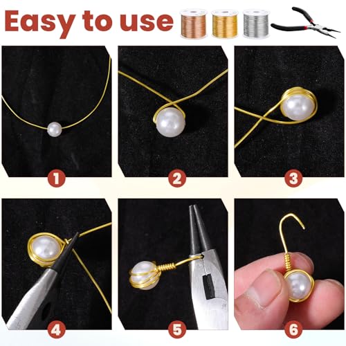 3 Rolls 20 Gauge Wire for Jewelry Making with Pliers, Tarnish Resistant Copper Beading Wire, Bendable Metal Wires for Crafts, DIY Craft Making, 22m per Roll, Gold/Silver/KC Gold