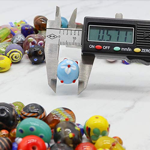 Assorted Glass Beads for Jewelry Making Adults, Bulk Glass Beads for Crafts, Lampwork Murano Bead Mix for Bracelets and Necklaces, Crafting Beads Supplies Kit, Large & Small Beads