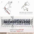 Newlibery Natural Stone Bracelet Beaded-Band Women Compatible with Apple Watch 42mm(S3/2/1) 44/45/46/49mm Feminine Handmade Stretch Strap for iWatch Series 11/10/9/8/7/6/5/4/3/2/1 SE 3/2/1 Ultra1/2/3 - color: A8 Grey Map, size: 46(S10/11)/49/45/44/42mm(S1
