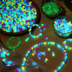Jexine 10500 Pcs Pony Beads Bulk Plastic Beads for Bracelet Making Hair Braids DIY Necklace Jewelry Making Gifts for Christmas (Round,Glow) - color: Glow, style: Round