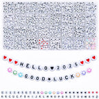 Amaney 1600pcs Acrylic Letter Beads - 4x7mm White, A-Z 31 Styles for Jewelry Making Bracelets, Necklaces, Key Chains - color: White&hearts, size: 7x4mm