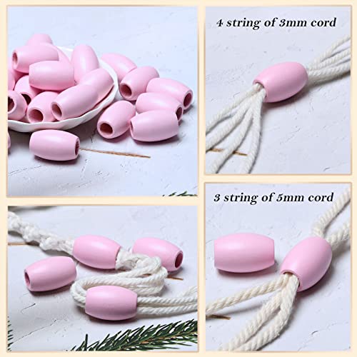woodeni Large Oval Pink Wooden Beads - 40 Pieces, 30mm x 20mm, Hole 9mm - Ideal for Macrame, Necklaces, Bracelets & Garlands - color: 30x20mm, Pink#40pcs