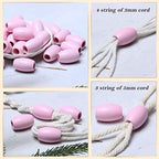 woodeni Large Oval Pink Wooden Beads - 40 Pieces, 30mm x 20mm, Hole 9mm - Ideal for Macrame, Necklaces, Bracelets & Garlands - color: 30x20mm, Pink#40pcs