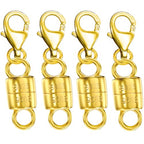 Dailyacc 925 Silver Lobster Magnetic Necklace Clasps and Closures Safety Sterling Silver with 14K Gold Jewelry Converters for Bracelets Chain Extender - color: 4pcs Gold