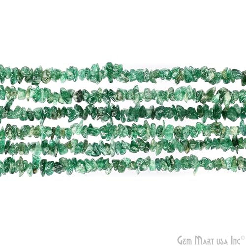 GM GemMartUSA Green Aventurine Natural Raw Chip Beads | Semi-Precious | AAA+ Quality 1 Strand 34” | DIY Bracelet Jewelry Making, Healing Crystal Craft| 4-6mm - Green-Color Gemstones (CHAV-70001) - color: Aventurine (CHAV-70001)
