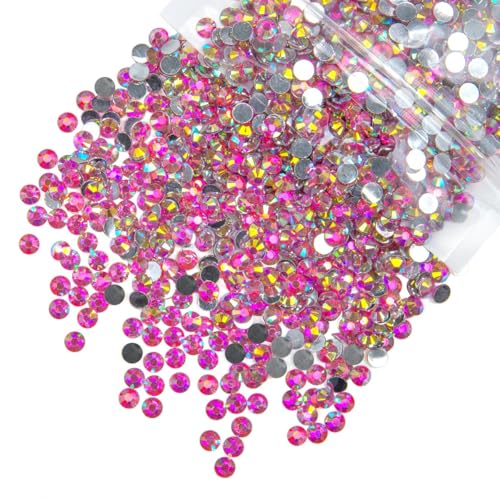 qiipii 5300PCS 3mm Hot Pink AB Resin Rhinestones for Crafting Flatback Light Rose Red Stones Bulk SS10 Non-Hotfix Diamonds Crystals Gems Charms for Nails Face Eyes Makeup Tumblers DIY Crafts Clothes - color: Crystal Rose Pink Ab, size: 3mm Bulk