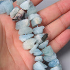 10-13mm Natural Irregular Freeform Raw Aquamarine Stone Nugget Beads Reiki Crystal Healing Minerals Quartz Bead DIY Jewelry Making - color: Aquamarine