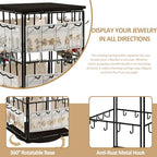 Yuehuam 360 Rotating Earring Display Stand, 48 Hooks Jewelry Rack with Wooden Base for Earring Card Selling, Earring Holder Organizer for Vendors