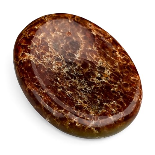 Garnet Worry Stone – Natural Polished Thumb Palm Stone for Energy, Passion & Grounding – Pocket Crystal for Focus & Inner Strength - color: Garnet