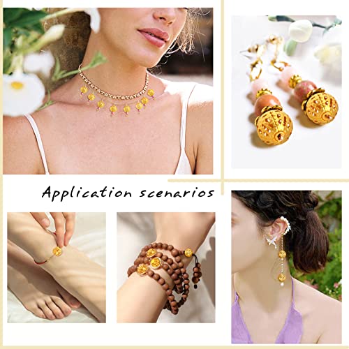 TOAOB 100pcs 10mm Gold Plated Filigree Hollow Ball Beads Round Metal Loose Spacer Beads for DIY Crafts Bracelets Necklaces Earrings Jewelry Making - color: Gold, size: 10mm