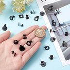 SUNNYCLUE 1 Box 30Pcs 5 Style Black Earring Posts Stainless Steel Earring Post Ear Stud with Loop Metal Earring Studs Flat Round Stud Earrings Ear Nuts for Earrings Jewelry Making DIY Women Crafts - color: 15 Pairs Black Earring Posts Findings