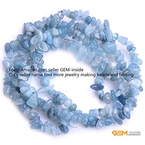 GEM-Inside Aquamarine 7-8MM Natural Chips Beads Strand Gemstone Beads Energy Stone Power for Jewelry Making 34 Inches - color: Aquamarine