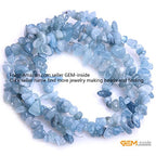 GEM-Inside Aquamarine 7-8MM Natural Chips Beads Strand Gemstone Beads Energy Stone Power for Jewelry Making 34 Inches - color: Aquamarine