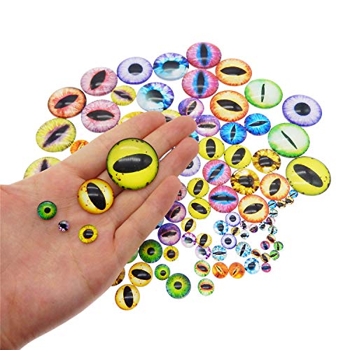 Julie Wang 100PCS 5Sizes Assortment Dragon Eyes Flatback Glass Cabochon for Jewelry Making, Sculpture, DIY Craft Art, Fantasy Model Projects (Mixed1) - size: 5 Sizes Mixed 100PCS