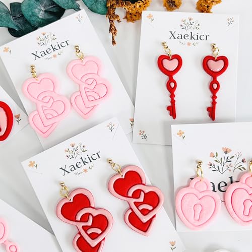 Xaekicr Heart Lock and Key Clay Cutters Set – 3PCS Polymer Clay Cutters for Earrings, Valentine’s Day Clay Earring Cutters, Polymer Clay Molds for Jewelry Making, Clay Tools - color: M color