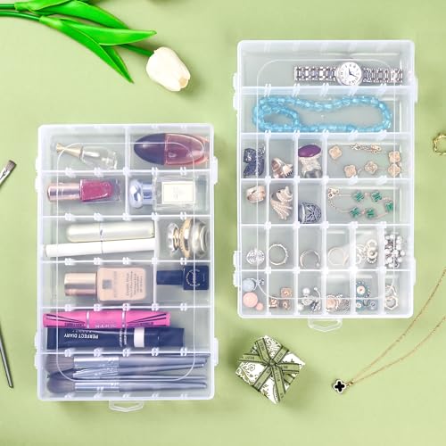 Plastic Organizer Container Box,36 Large Grids Clear Plastic Organizer Box with Adjustable Dividers Craft Organizers (Clear-4pack-144 Grids) - color: Clear-4pack-144 Grids