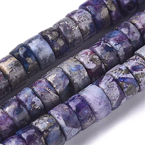 Craftdady 234Pcs Heishi Coin Natural African Pyrite Gemstone Beads Flat Round Disc Energy Healing Crystal Stone Loose Beads 6mm for Jewelry Bracelet Necklace Earring, Lilac - color: African Pyrite, Lilac, size: 6mm