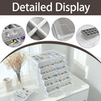 Watpot Acrylic Jewelry Box with 6 Drawers, Clear Earring Storage Organizer Display Case for Women Girls, Gray - color: Gray 6 Layers