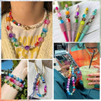 BONNY BOXX 50PCs 16mm Crackle Acrylic Round Beads Crystal Mix Plastic Pastel Loose Spacer Bubblegum Beads for Jewelry Making Phone Strap DIY Crafts - color: Crackle
