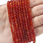 BEADIA Natural Red Agate Beads 4x2mm 120pcs Faceted Rondelle Loose Semi Gemstone Beads for Jewelry Making Design - color: Red Agate