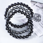 2/3-Pieces 4mm 6mm 8mm Natural Crystal Gemstone – Handmade Reiki Energy Healing Stretch Bracelets Jewelry for Yoga, Meditation, Unisex - color: 3 Pieces (BlackOnyx&Hematite&MatteBlackAgate), size: 8mm