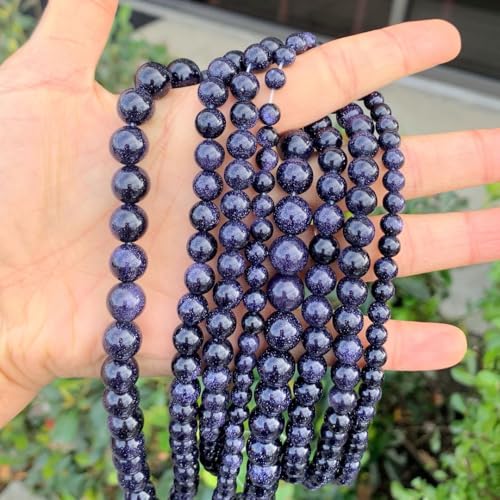 180pcs Adabele Blue Goldstone Sandstone Gemstone 4mm (0.16 Inch) Small Round Beads Gem Stone Spacer for DIY Craft Jewelry Making GS6-4 - color: Blue Goldstone/Imitated Sandstone, size: 4mm (180pcs/2 strands)