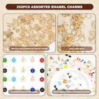 352 Pcs Assorted Charms for Jewelry Making,Mixed Enamel KC Gold Alloy Letter Pendants,Wholesale Bulk Jewelry Charms for DIY Necklace Bracelet Earring and Crafting - style: A4:Charms-252PCS