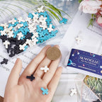 SUNNYCLUE 1 Box 90Pcs Cross Beads Bulk Black White Blue Synthetic Turquoise Pocket Crosses 16x12mm Mini Small Stone Cross Beads Easter Holiday Cross Loose Spacer Beads for Jewelry Making Beading Kits - color: 90pcs 12x16mm Black White Blue Cross Beads