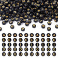 500Pcs Acrylic Beads 7mm Black Vowel Letter Beads Gold Alphabet Bead A E I O U Small Initial Kandi Bead for Crafts DIY Friendship Bracelets Keychain Jewelry Making Supplies - color: Black, Gold Letters, size: 7x3.5mm