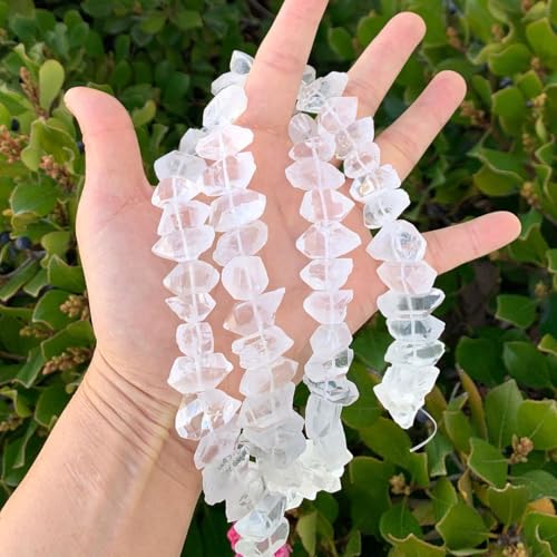 Adabele 15 Inch Natural Raw Healing Clear Crystal White Quartz Nugget Drilled Gemstone Loose Beads Chakra Gem Stone Spacer for Jewelry Craft Making GA-B1 - color: Clear Crystal/White Quartz, size: 15 Inch/1 Strand