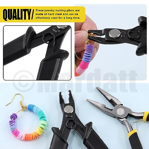 6Pcs Jewelry Pliers Set Includes Round Nose Pliers, Bent Nose Pliers, Needle Nose Pliers, Crimping Pliers, End Nippers and Wire Cutters for Jewelry Making and Repairing