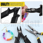 6Pcs Jewelry Pliers Set Includes Round Nose Pliers, Bent Nose Pliers, Needle Nose Pliers, Crimping Pliers, End Nippers and Wire Cutters for Jewelry Making and Repairing