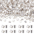 Pandahall 400Pcs Tiny Brass Tube Crimp Beads End Caps Column Crimps Stopper Beads Nickel Free for DIY Jewelry Making (Silver Color)
