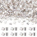 Pandahall 400Pcs Tiny Brass Tube Crimp Beads End Caps Column Crimps Stopper Beads Nickel Free for DIY Jewelry Making (Silver Color)