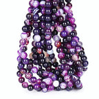 35pcs 10mm Purple Stripe Agate Beads Natural Gemstone Beads Round Loose Beads for Jewelry Making - color: Purple Stripe Agate, size: 10mm