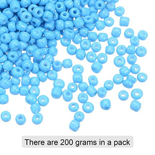 HARFINGTON 2000Pcs Small Glass Beads 6/0 4mm Loose Tiny Round Small Beads for Bracelet Earring Rings Jewelry Making, Sky Blue - color: Sky Blue