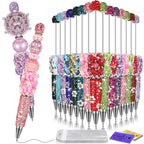 Tondiamo 45 Pcs Full Rhinestone Beadable Pens Bulk Set 15 Glitter Diamond Pens with Cards & Bags Fancy Beaded Pen for Beads DIY Cute Journalling Bling Ballpoint Craft Making(Rose Diamonds) - style: Rose Diamonds