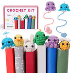 Kogyxe Crochet Kit for Beginners, Crochet Bookmark Kit with Step-by-Step Video Tutorials, Crochet Starter Kits for Beginners Decoration Readers Book Lovers, Animal Bookmarks (40%+ Yarn) - size: Animal Bookmarks