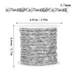 33 Feet Stainless Steel Singapore Chains Roll, 1.7mm Width 304 Stainless Steel Twisted Link Chain Bulk Spool for Jewelry Making DIY Craft - color: 1.7MM Stainless Steel