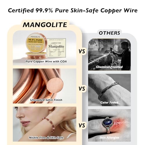 6-in-1 Jewelry Making Copper Wire Kit – Smart Value Pack with Polishing Cloth & COA – 99.9% Pure Bare Dead Soft & Skin Safe Copper Wire for Wrapping, Beading & Electroculture (18-28 Ga) - size: 18-28GA Small, style: Value Pack