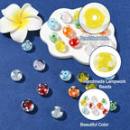 Stiesy Lampwork Glass Beads 28Pcs Mixed Color Polka Dot Round Spacer Beads for Jewelry Making DIY Bracelets Necklaces 7 Styles - color: Round-28pcs-7 Styles