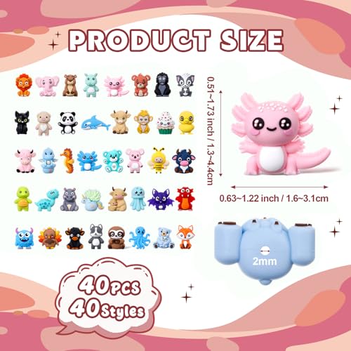 Ferreve 40 Pcs 3D Animal Silicone Focal Beads for Pens, Keychain Making, Focal Beads Bulk for Beadable Keychain DIY Crafts Necklace Bracelet Phone Chain Charms Jewelry Making - style: Animal C