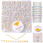 Acrylic Letter Beads 4mm Flat Round, 6mm Square - Beads for Making Friendship Bracelet or Necklace (26 Pieces of Flat Round White with Yellow) - color: 26 pieces of flat round white with yellow