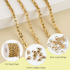 SMYHTGLIF 6.5 Feet Gold Unsoldered Bone Jewelry Making Chain Bulk Stainless Steel Craft Chain Spool for Jewelry Making - color: Bone Gold