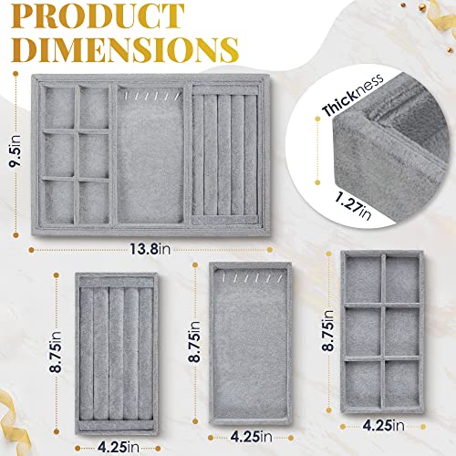 Houseables Jewelry Drawer Organizer, Jewelry Organizer For Drawer, Velvet Tray, Box Divider Inserts, Box Inserts, Flat Stackable Trays, Earring, Ring, Necklace, Bracelet, Display, Vanity Dresser, Safe